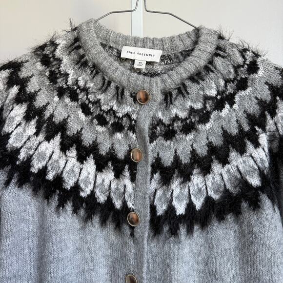 Free Assembly sz XS Gray Knit Sweater Cardigan - Picture 8 of 8